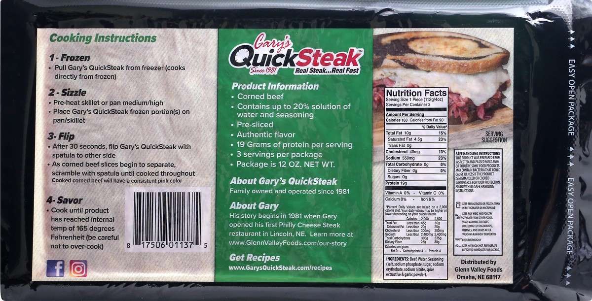 slide 10 of 10, Gary's QuickSteak Corned Beef, 