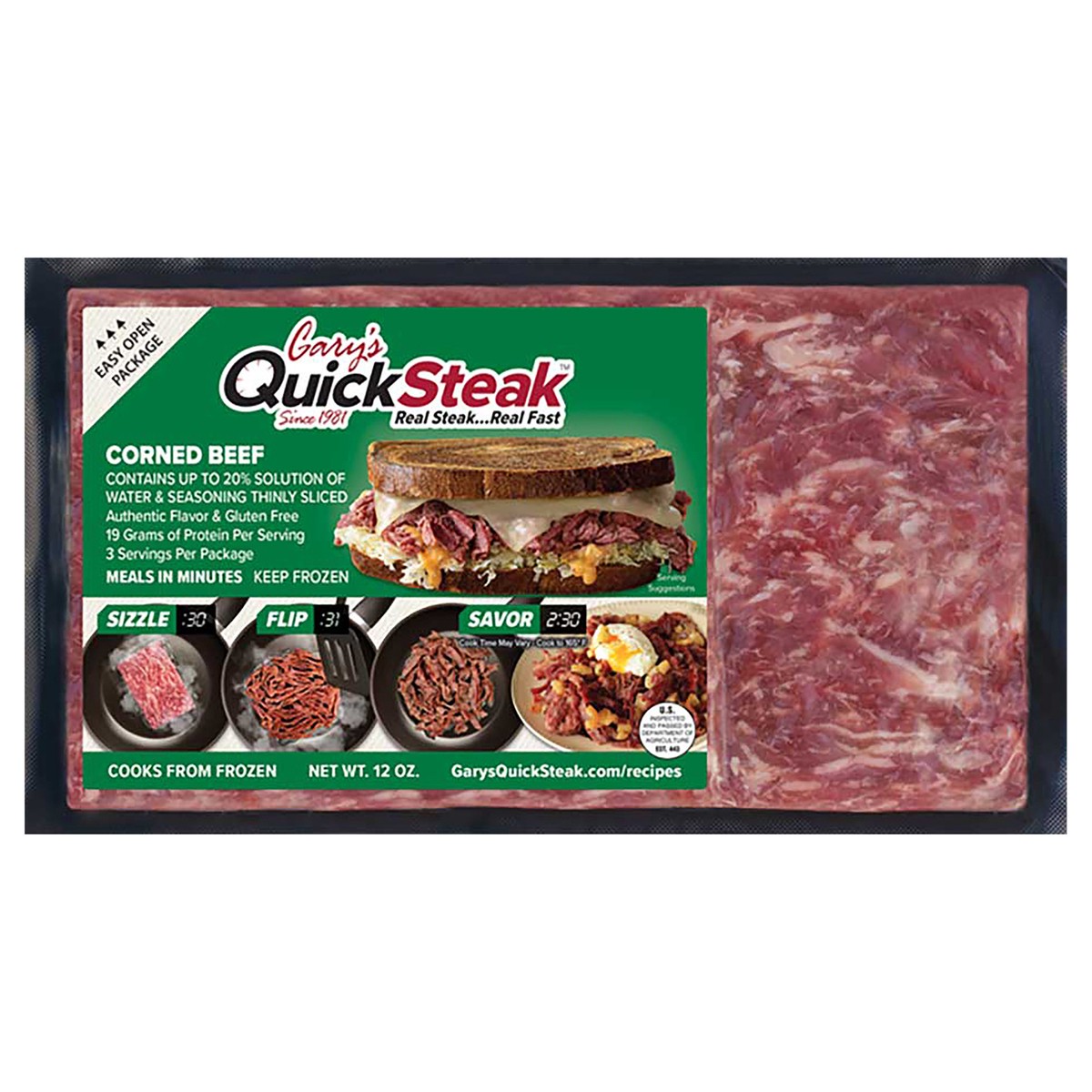 slide 1 of 10, Gary's QuickSteak Corned Beef, 
