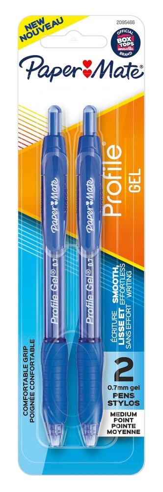 slide 1 of 2, Paper Mate Profile Gel Pen Blue.7mm, 2 ct