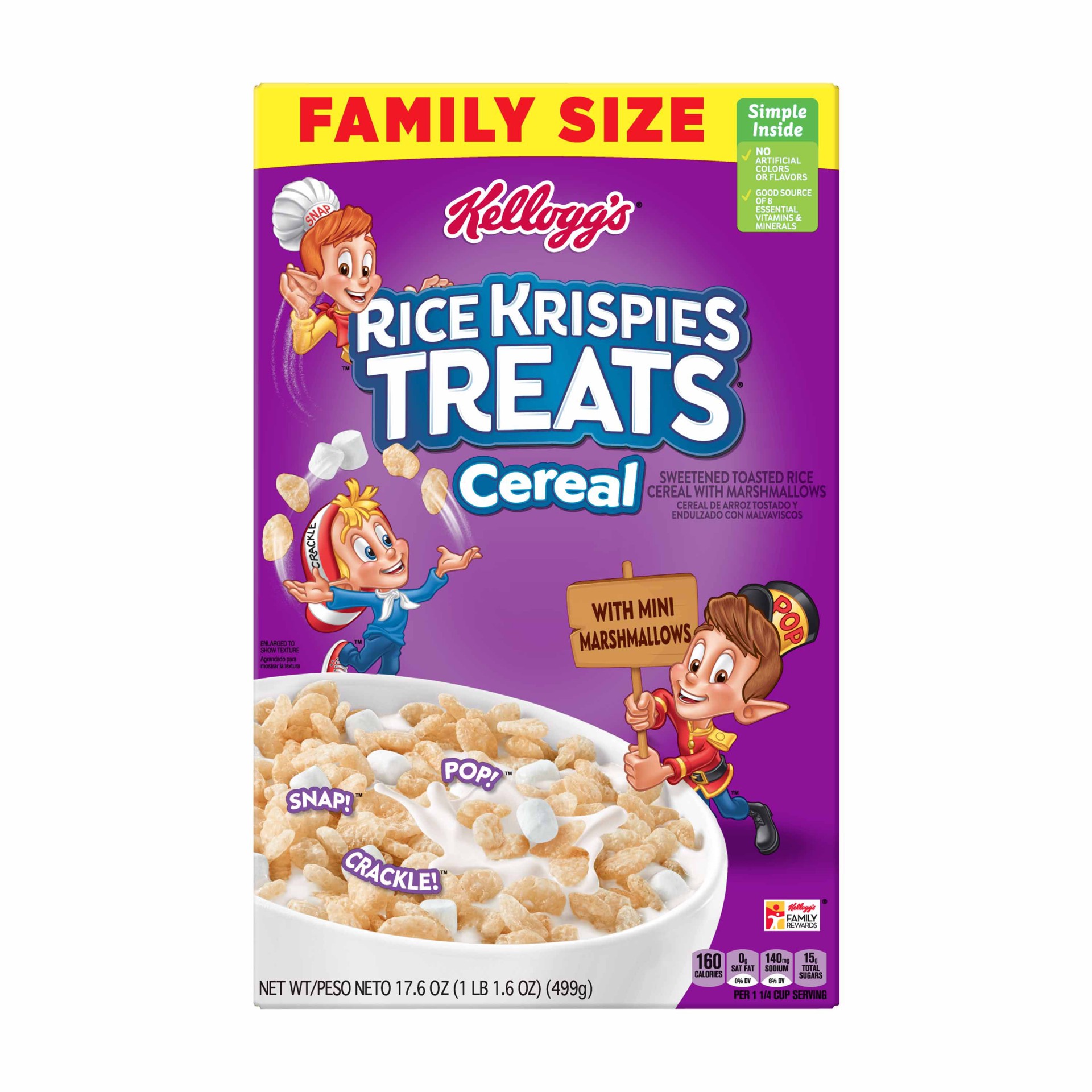 slide 4 of 5, Rice Krispies Treats Original with Marshmallows Cold Breakfast Cereal, 17.6 oz