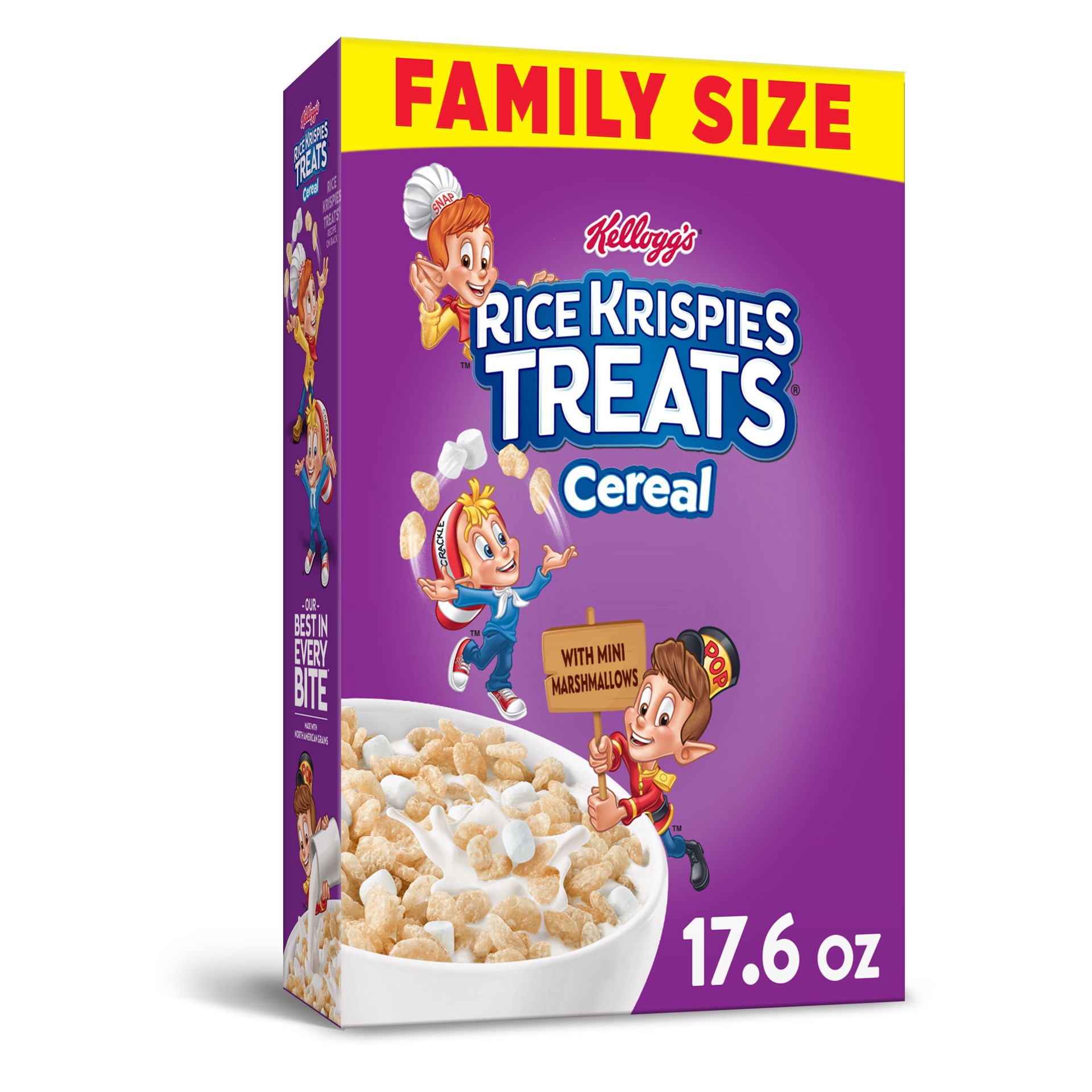 slide 1 of 5, Rice Krispies Treats Original with Marshmallows Cold Breakfast Cereal, 17.6 oz