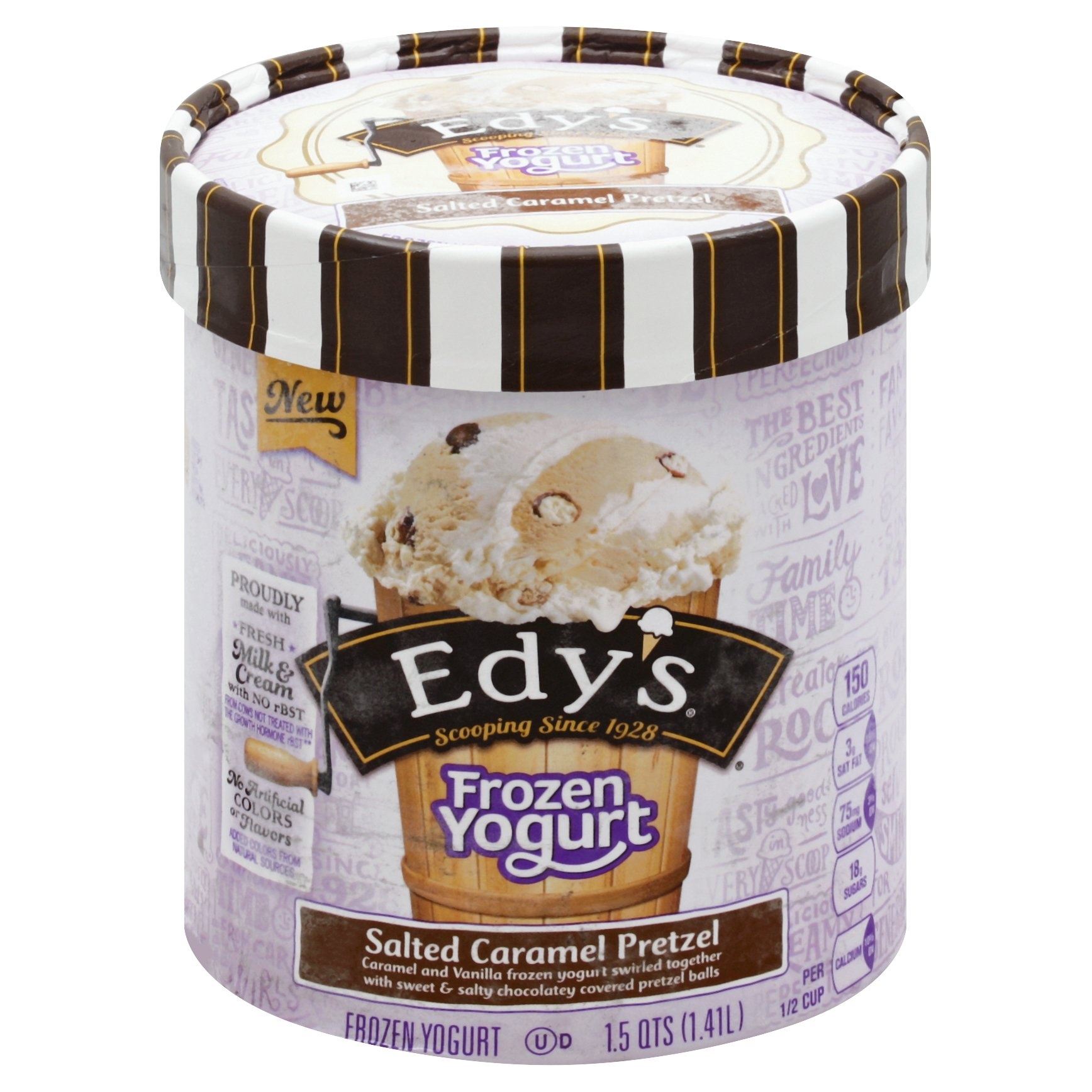 slide 1 of 6, Edy's/Dreyer's Salted Caramel Pretzel Frozen Yogurt, 48 fl oz