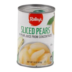 Raley's Sliced Pears in Juice - 15 oz