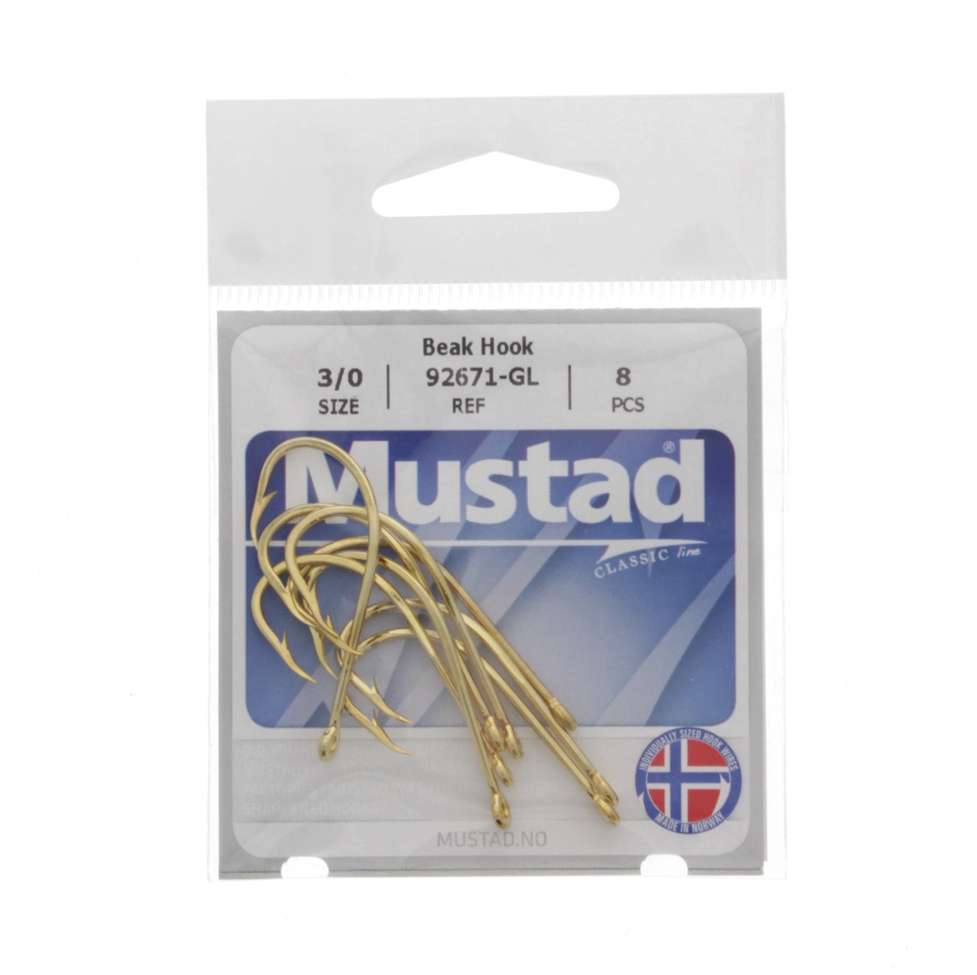 slide 1 of 1, Mustad Gold Beck Hook 3/0, 1 ct