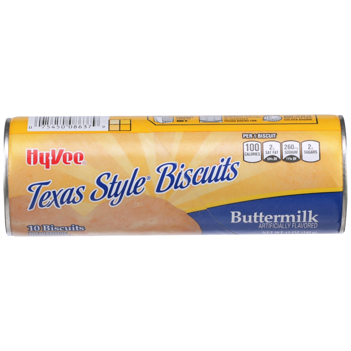 slide 1 of 1, Hy-vee Buttermilk Flavored Texas Style Biscuits, 10 ct