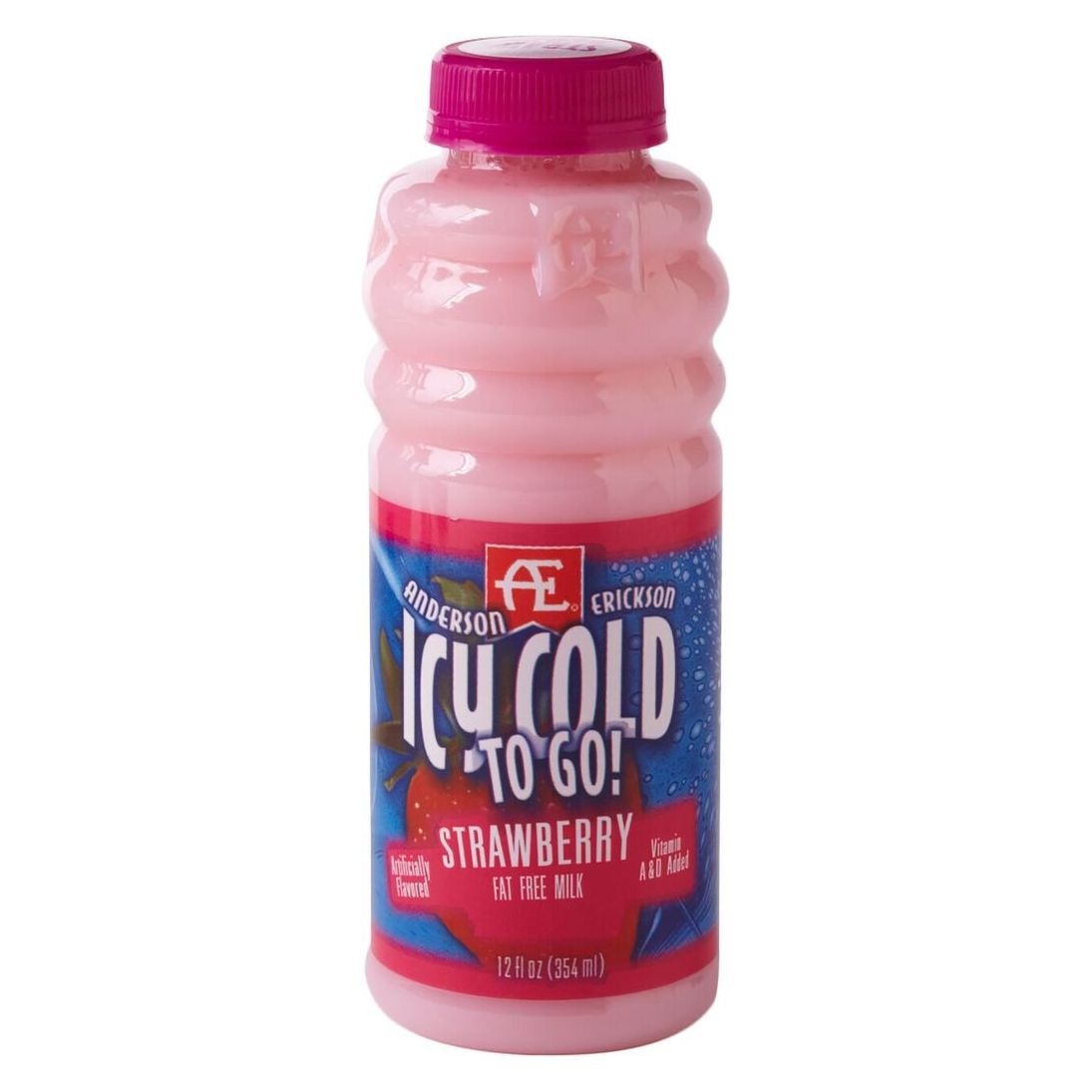 slide 1 of 1, Anderson Erickson Dairy Icy Cold To Go Strawberry Fat Free Milk, 12 fl oz