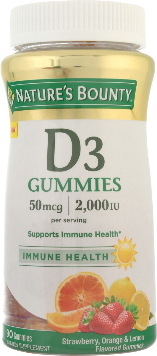 slide 11 of 13, Nature's Bounty D3 Immune Health 500 mcg 2,000 IU Strawberry, Orange & Lemon Flavored Gummies 90 ea, 90 ct