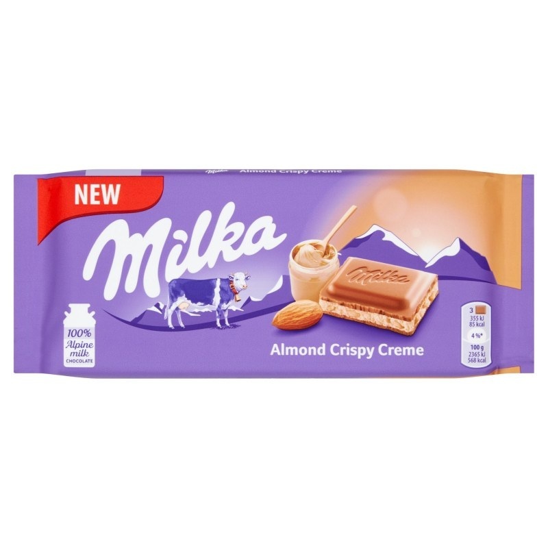 slide 1 of 1, Milka Almond Crispy Creme Choco Bar, 3.17 oz