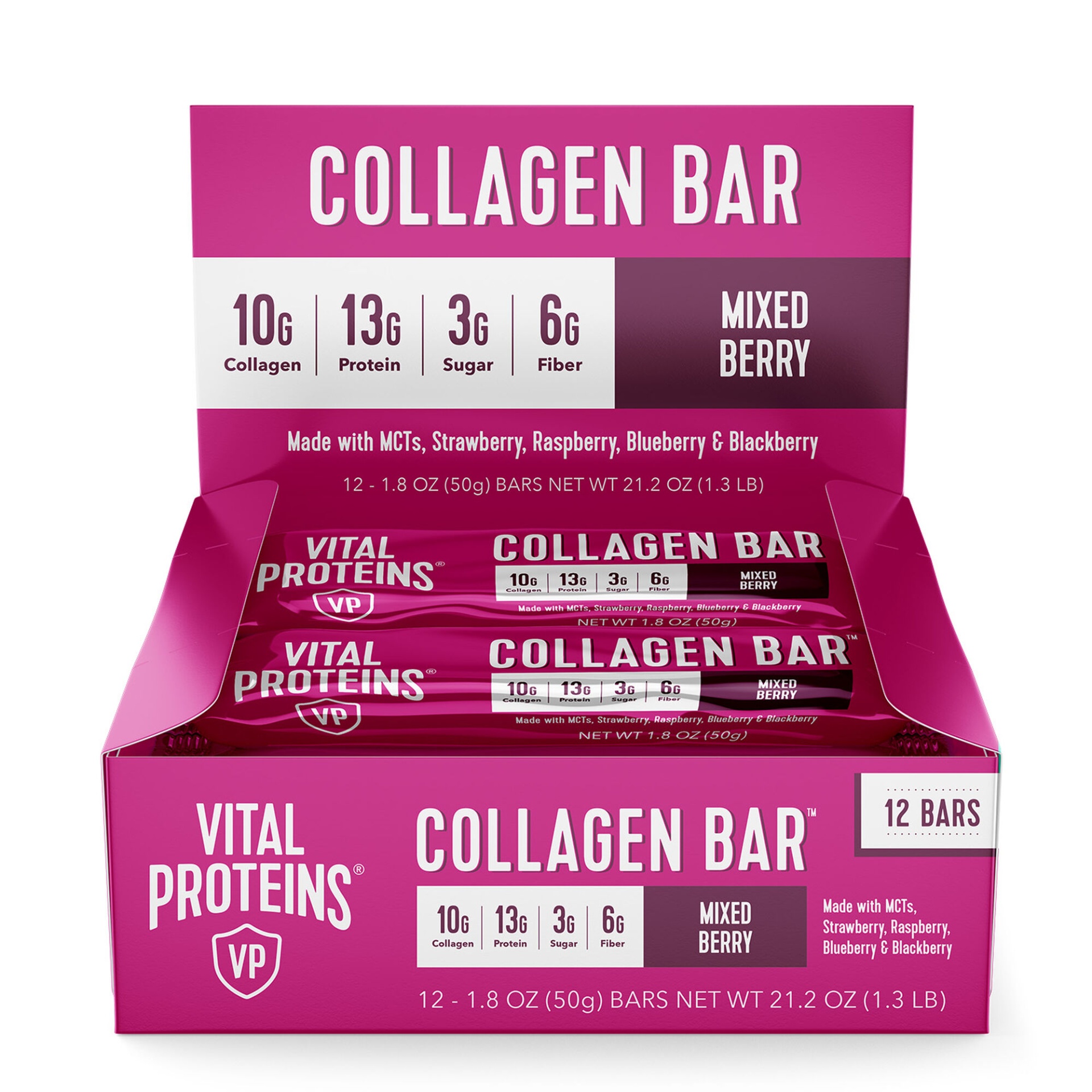 slide 1 of 1, Vital Proteins Collagen Bar - Mixed Berry, 12 ct