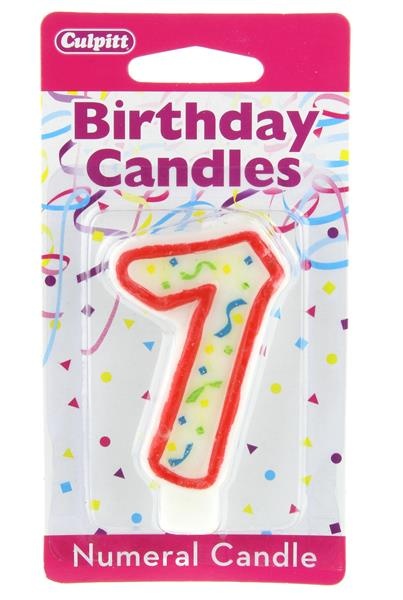 slide 1 of 1, Culpitt Red Numeral 7 Birthday Candle, 1 ct