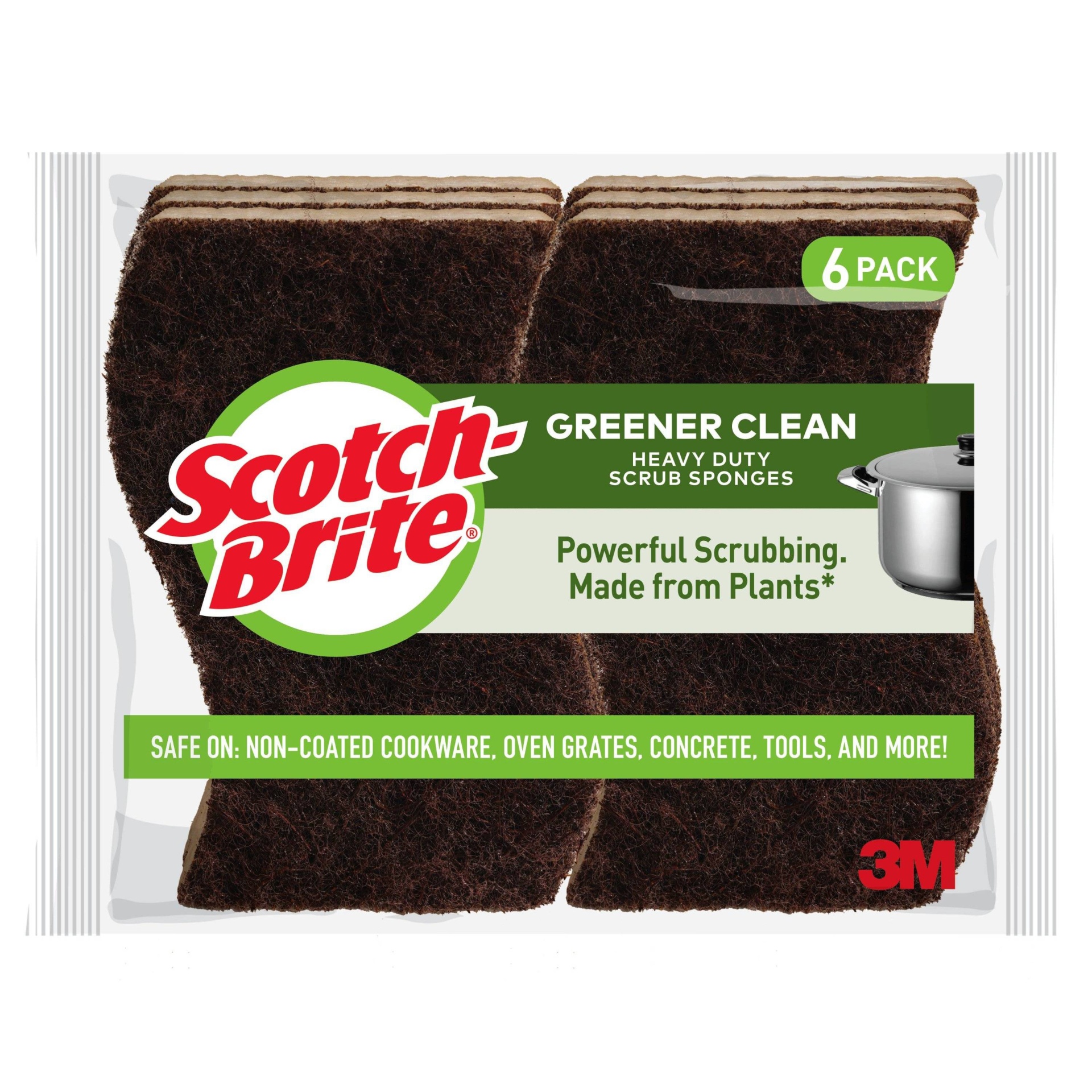 slide 1 of 3, Scotch Greener Clean Heavy Duty Scrub Sponge, 6 ct