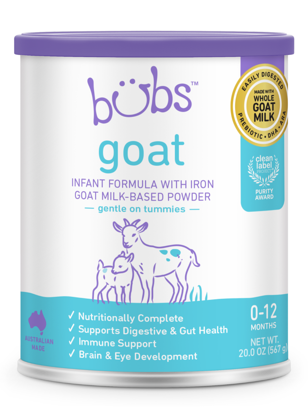 slide 1 of 7, BUBS Goat Milk Infant Formula (0-12 Months), 20 oz