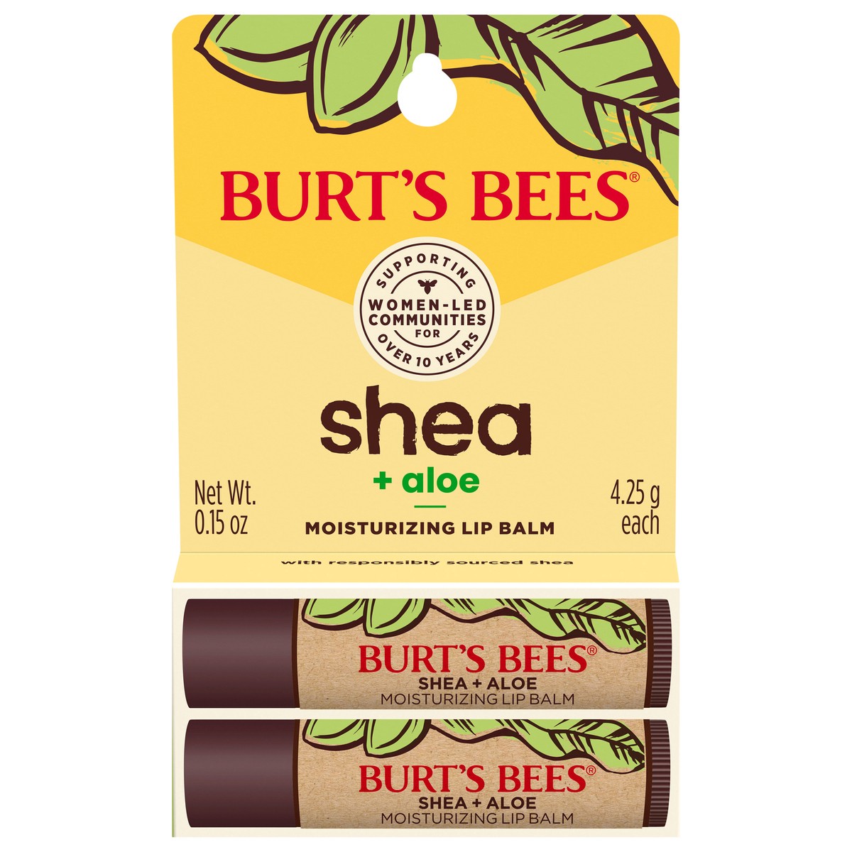 slide 1 of 5, Burt's Bees Moisturizing Shea + Aloe Lip Balm 2 ea, 2 ct