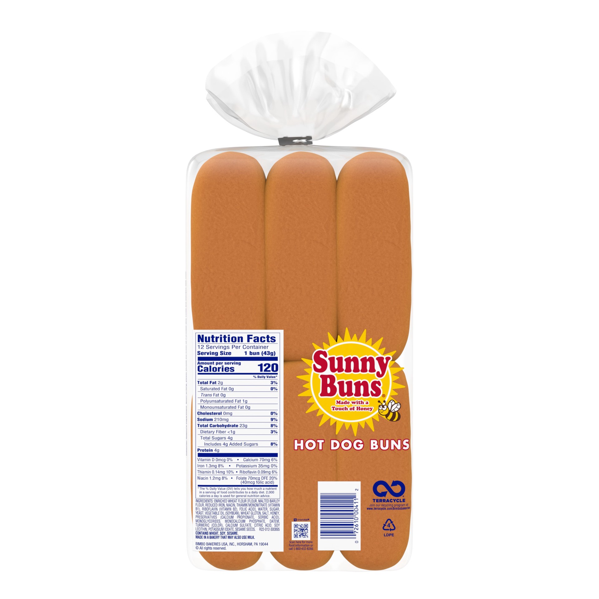 slide 4 of 7, Heiner's Sunny Buns Sweet Enriched Hot Dog Buns, 12 count, White Hot Dog Buns, 18 oz Bag, 12 ct