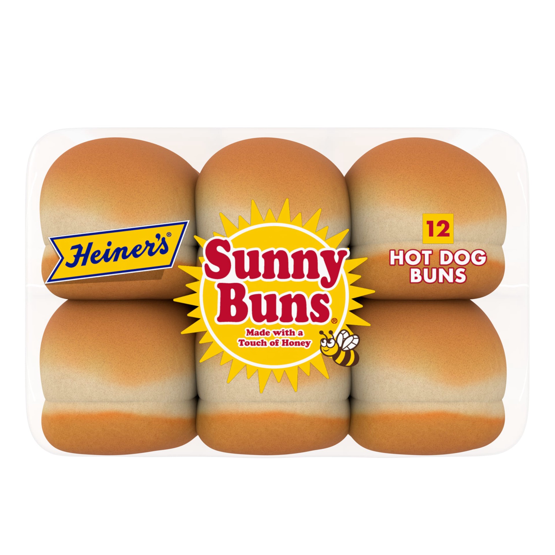 slide 2 of 7, Heiner's Sunny Buns Sweet Enriched Hot Dog Buns, 12 count, White Hot Dog Buns, 18 oz Bag, 12 ct