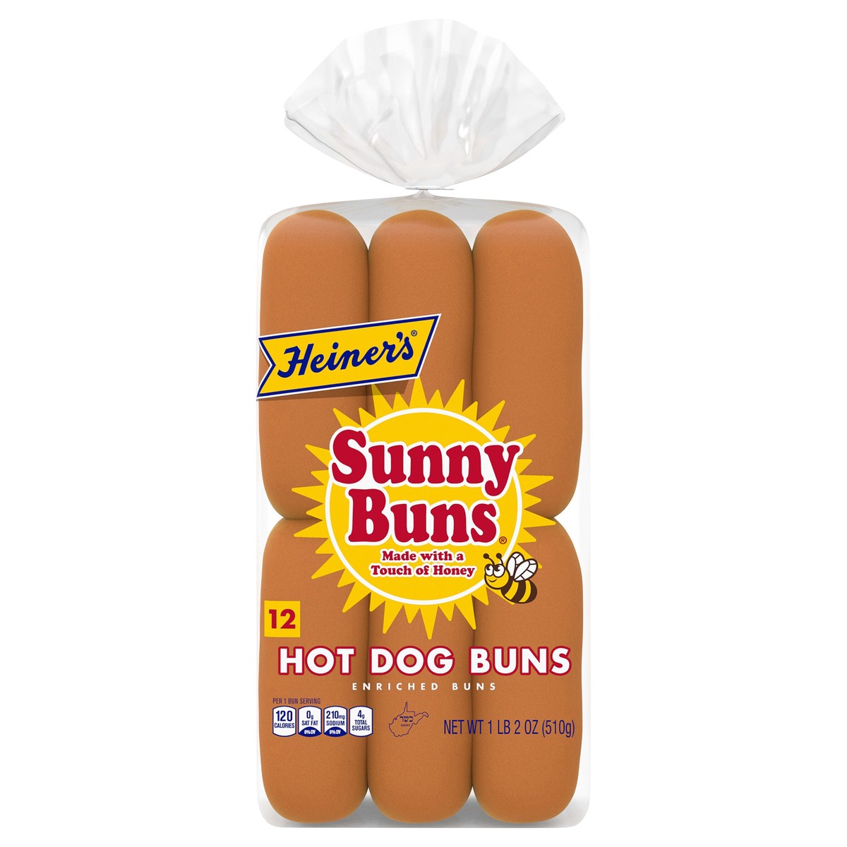 slide 1 of 7, Heiner's Sunny Buns Honey (Club Pack) Enriched Hot Dog Buns, 12 count, 18 oz, 12 ct
