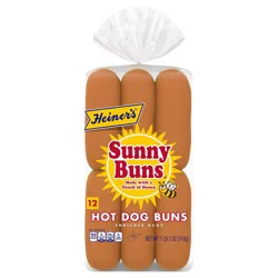 Heiner's Sunny Buns Honey (Club Pack) Enriched Hot Dog Buns, 12 count, 18 oz
