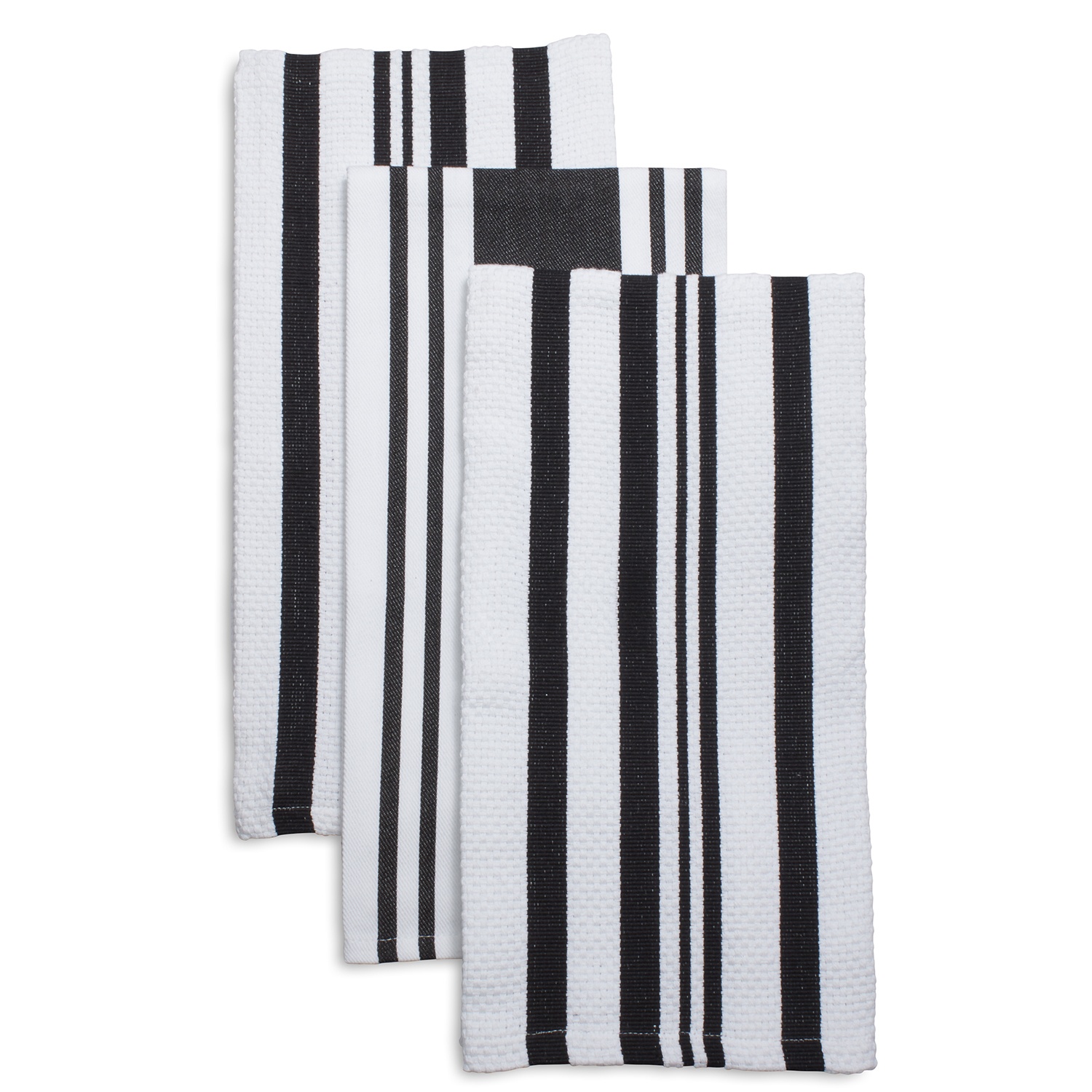 slide 1 of 1, Sur La Table Striped Kitchen Towels, Gray, 3 ct; 28 in x 20 in