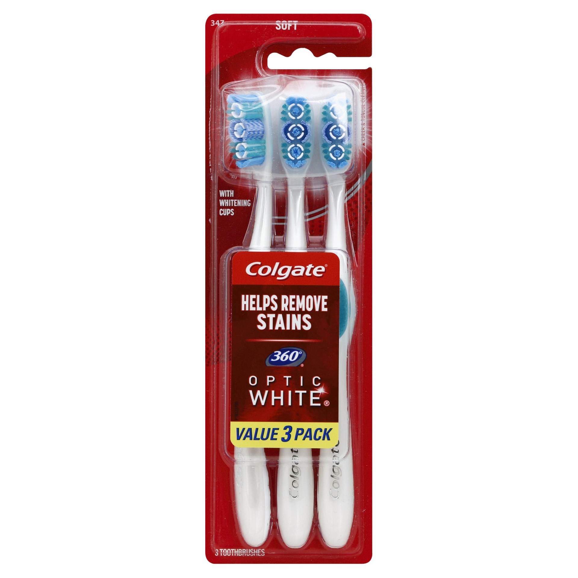 slide 1 of 6, Colgate 360 Optic White Whitening Toothbrush Soft, 3 ct