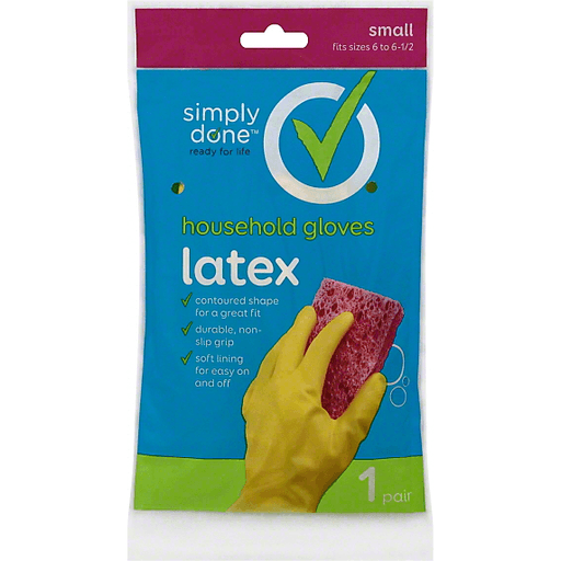 slide 3 of 3, Simply Done Household Latex Gloves Small, 1 ct