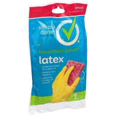 slide 1 of 3, Simply Done Household Latex Gloves Small, 1 ct