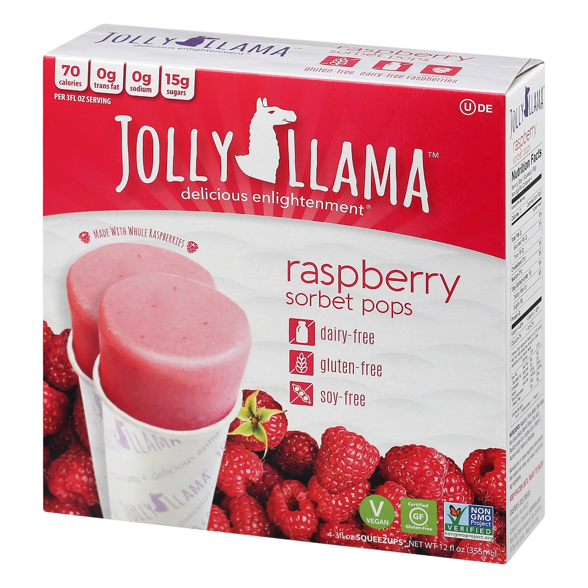 slide 8 of 13, Jolly Llama Rarspberry Sorbet Pops 4 ea, 4 ct