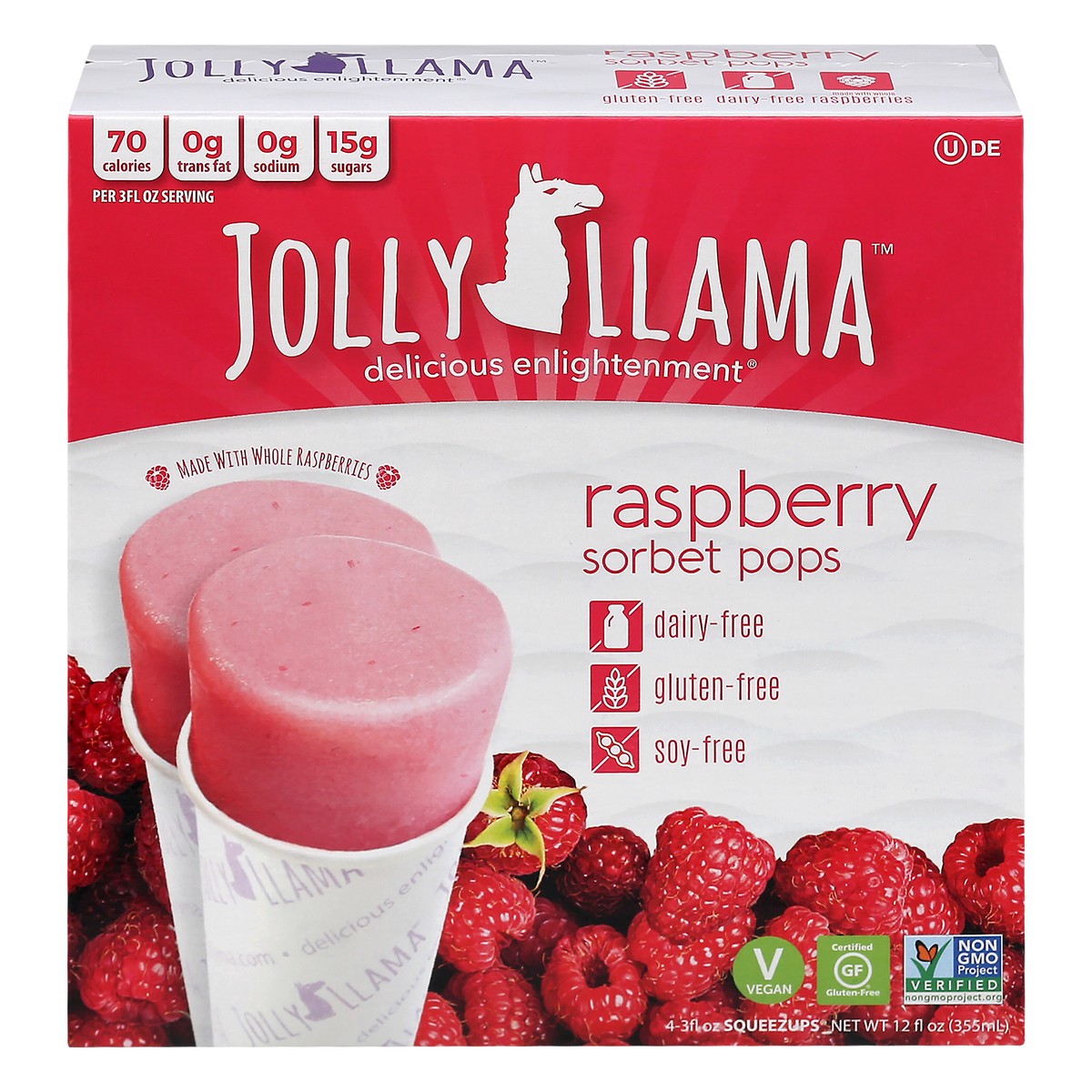 slide 1 of 13, Jolly Llama Rarspberry Sorbet Pops 4 ea, 4 ct