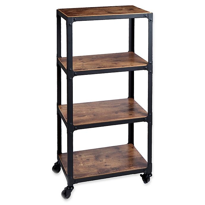 slide 1 of 7, Mind Reader Charm 4-Shelf Utility Cart - Black/Wood, 1 ct