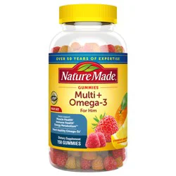 Nature Made Mens Multivitamin Gummies with Omega-3, Mens Gummy Multivitamins for Daily Nutritional Support, 150 Gummy Vitamins and Minerals, 75 Day Supply