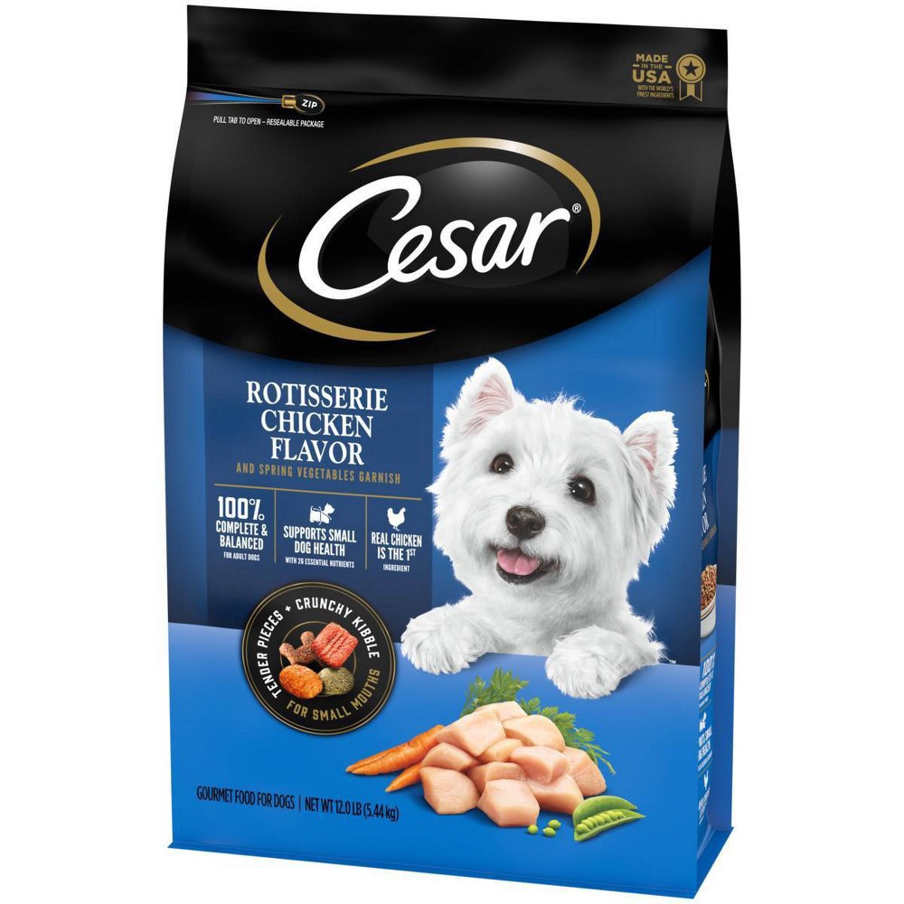 slide 4 of 7, CESAR Small Breed Dry Dog Food Rotisserie Chicken Flavor with Spring Vegetables Garnish, 12 lb. Bag, 12 lb