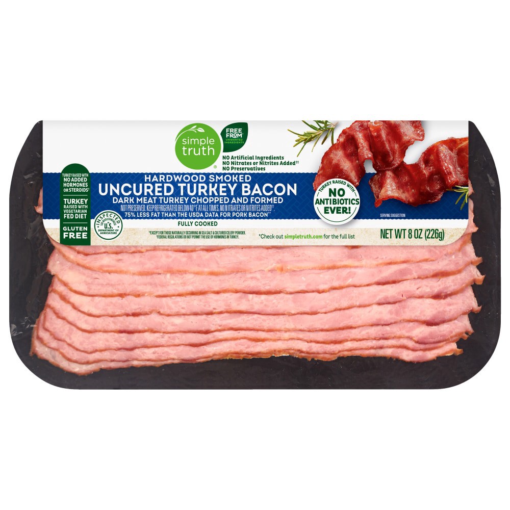 slide 2 of 4, Simple Truth Uncured Hardwood Smoked Turkey Bacon, 8 oz
