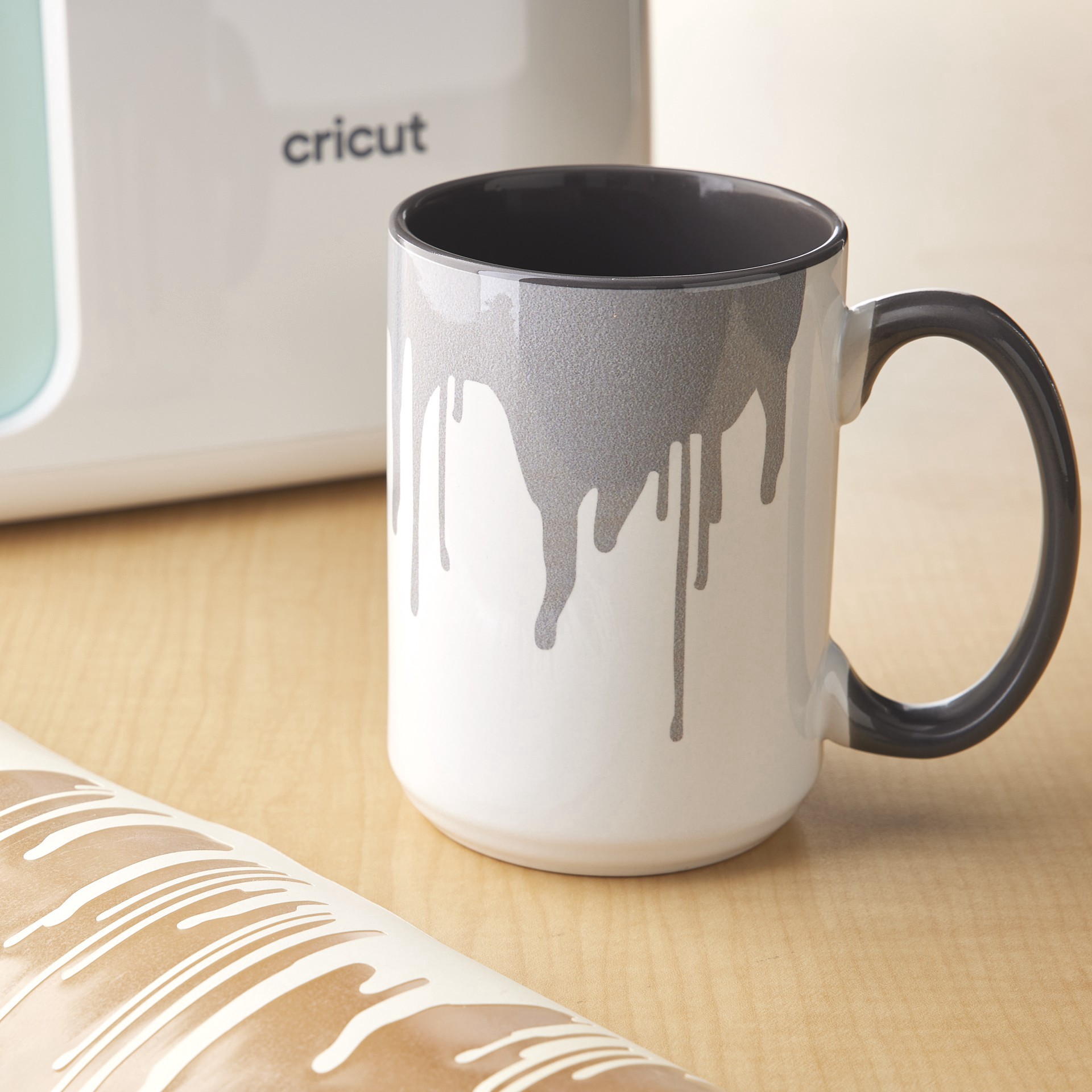 slide 3 of 7, Cricut 15oz. White & Gray Ceramic Mug Blank, 15 oz