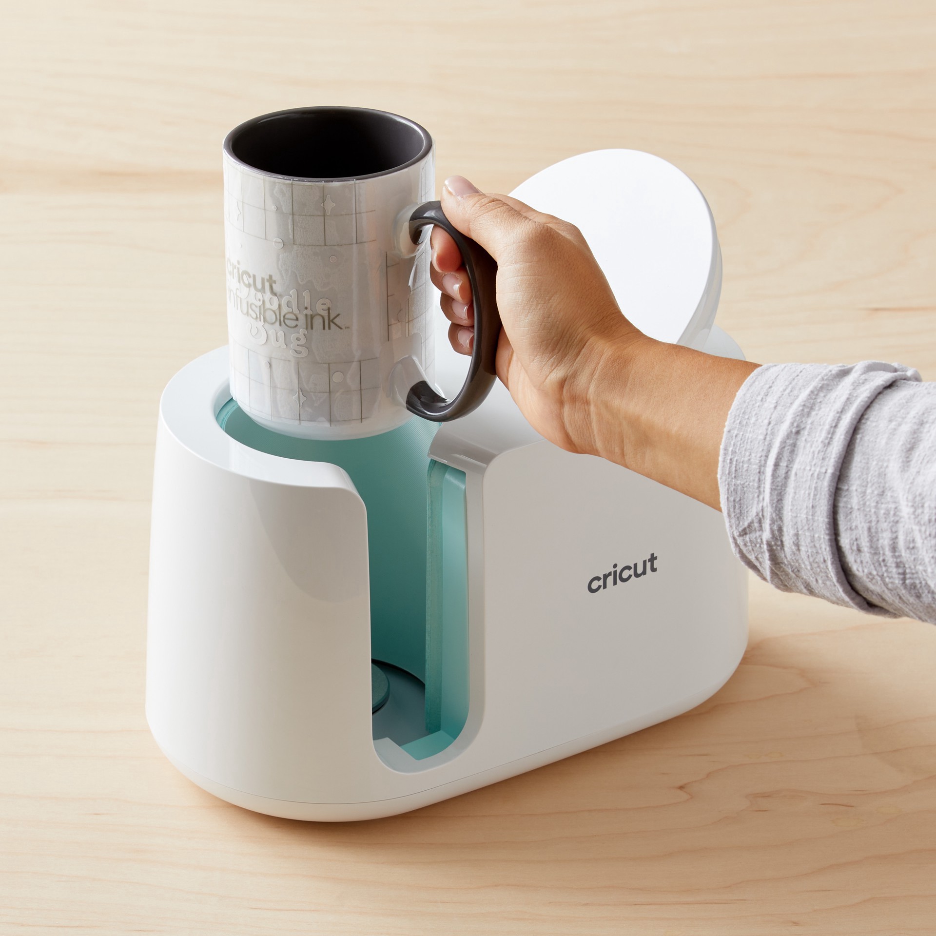 slide 5 of 7, Cricut 15oz. White & Gray Ceramic Mug Blank, 15 oz