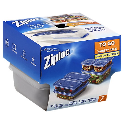 slide 1 of 1, Ziploc Containers & Lids Variety Pack To Go, 7 ct