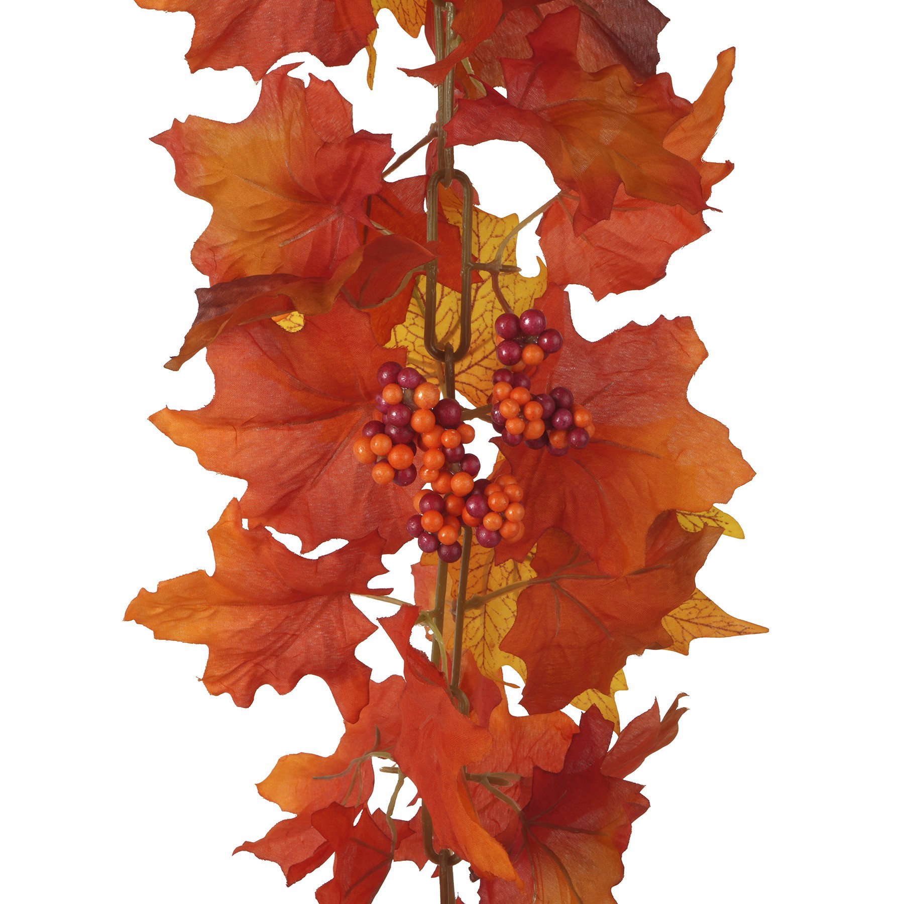 slide 2 of 2, 6ft. Orange, Red & Yellow Maple Leaf & Berries Chain Garland By Ashland, 6 ft