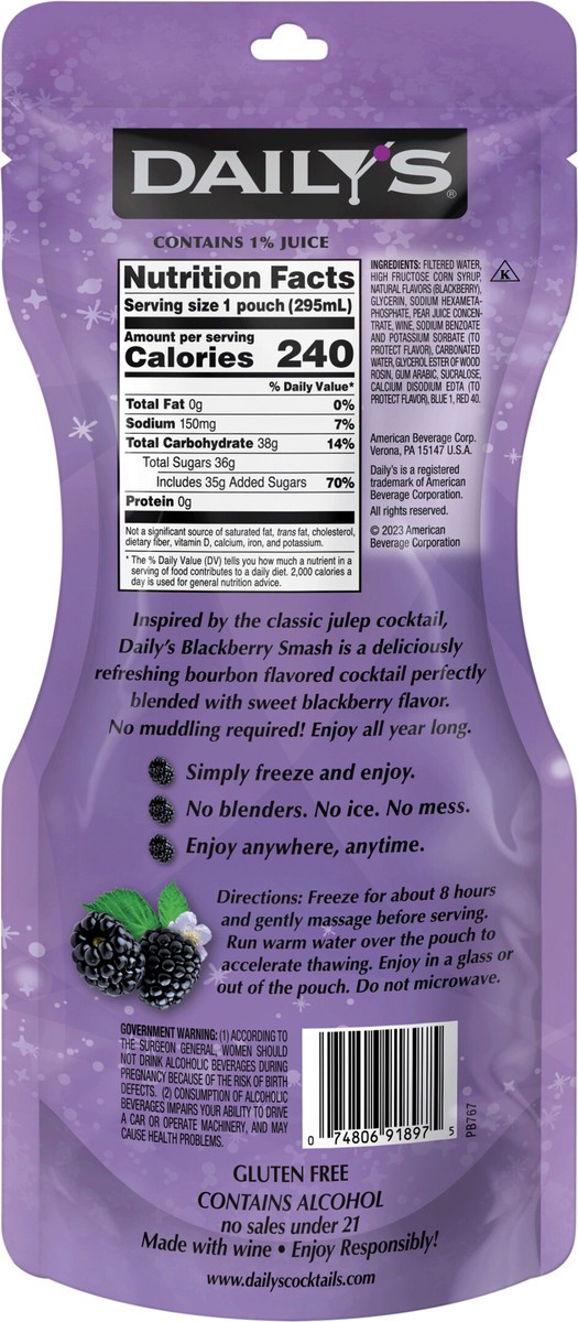 slide 2 of 9, Daily's Blackberry Smash Ready to Drink Frozen Pouch 10 fl oz, 10 fl oz