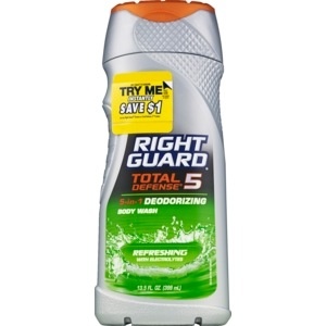 slide 1 of 1, Right Guard Total Defense 5in1 Deodorizing Hair Body Wash Refreshing, 16 oz