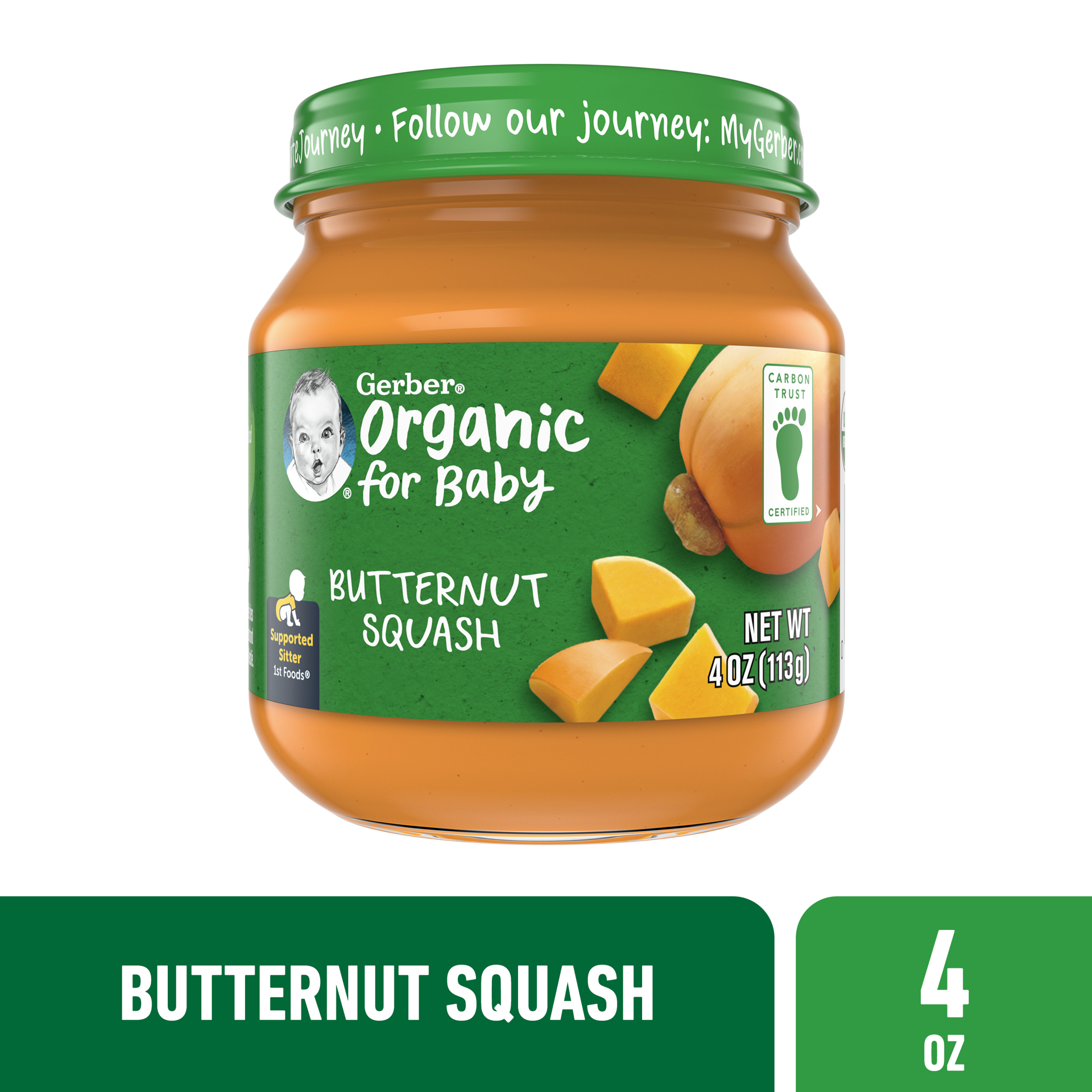 slide 1 of 5, Gerber Organic Stage 1 Baby Food, Butternut Squash Puree, 4 oz Jar, 4 oz