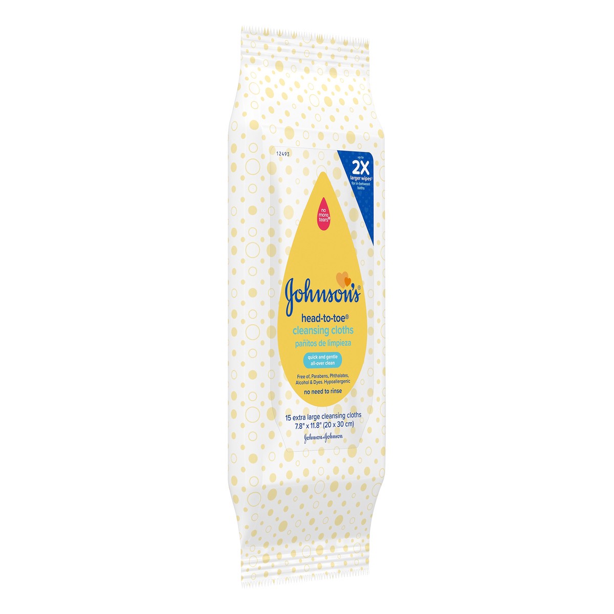 slide 4 of 7, Johnson's Head-to-Toe Gentle Baby Cleansing Cloths, Hypoallergenic and Pre-Moistened Baby Bath Wipes, Free of Parabens, Phthalates, Alcohol, Dyes and Soap, 15 ct, 15 ct