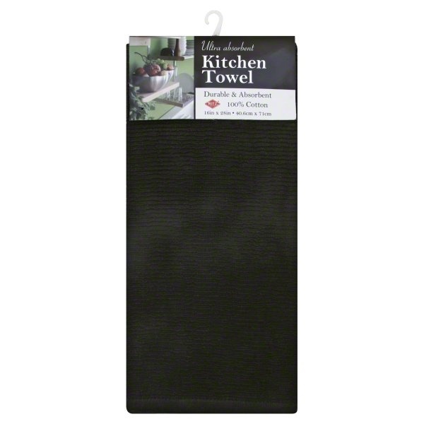 slide 1 of 1, Ritz Kitchen Towel, Ultra Absorbent, Solid Rib, Black, 1 ct
