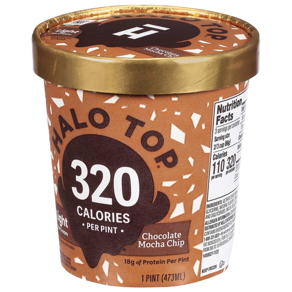 slide 3 of 9, Halo Top Creamery Chocolate Mocha Chip Ice Cream, 1 pint