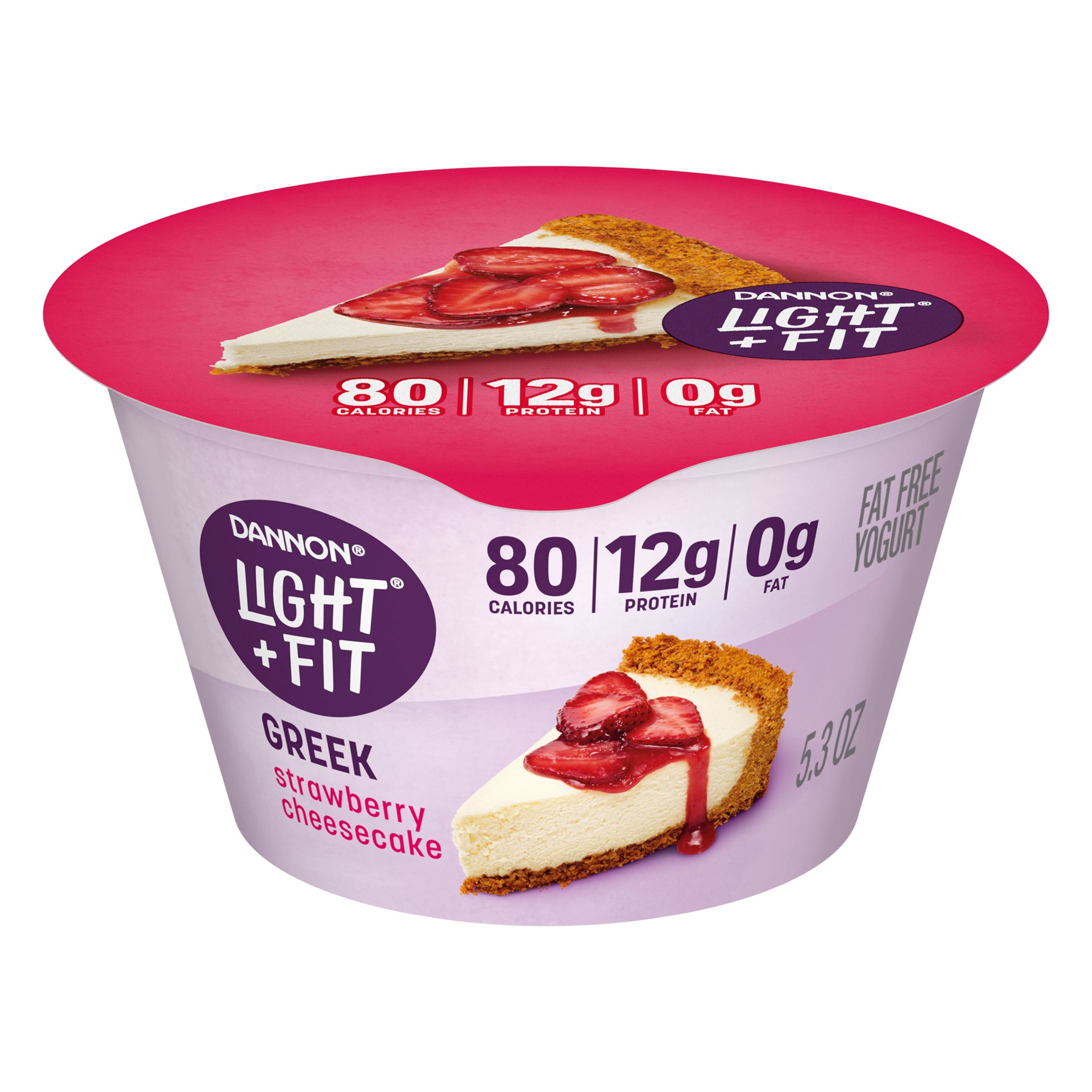 slide 1 of 5, Dannon Light Fit Strawberry Cheesecake Greek Yogurt, 5.3 oz