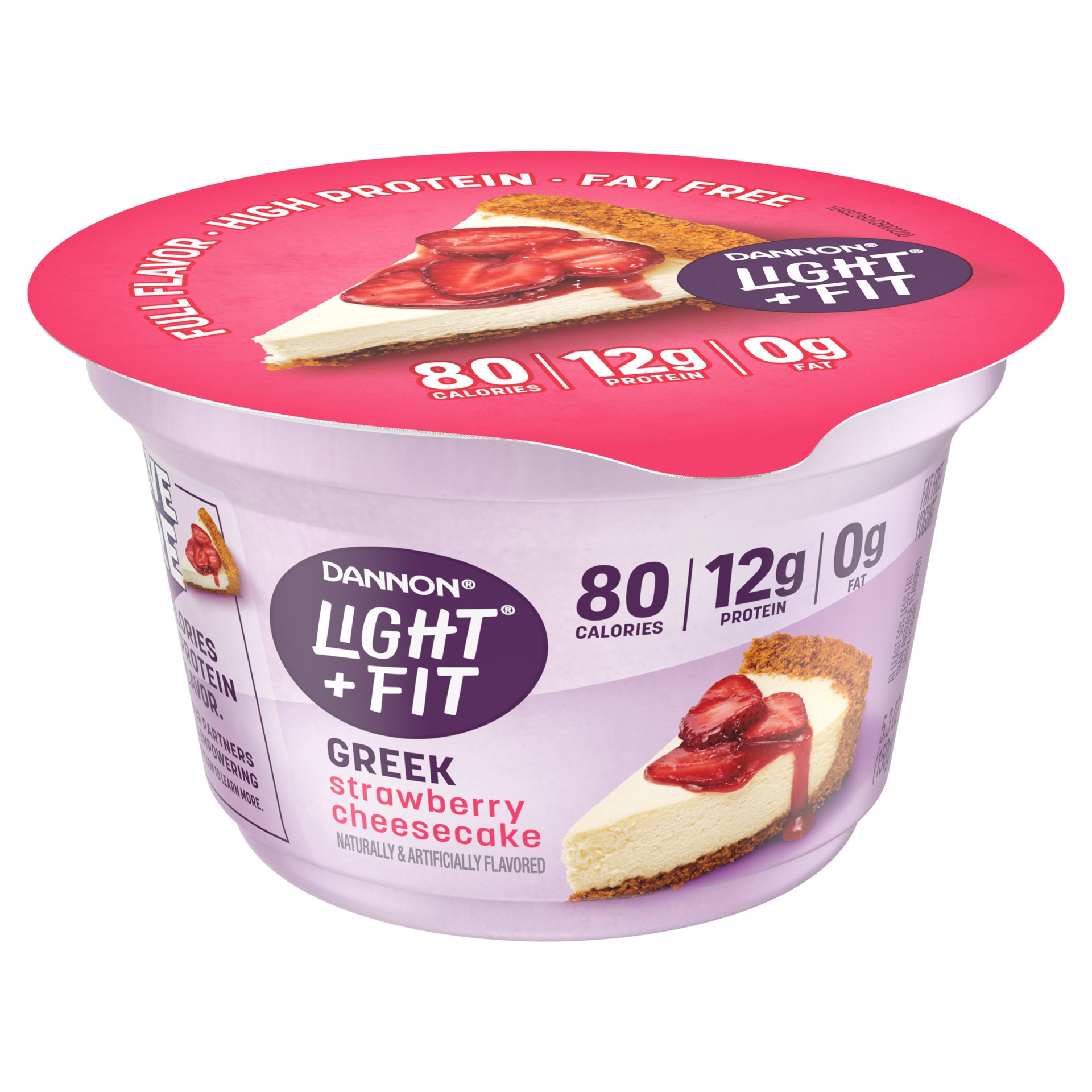 slide 4 of 5, Dannon Light Fit Strawberry Cheesecake Greek Yogurt, 5.3 oz