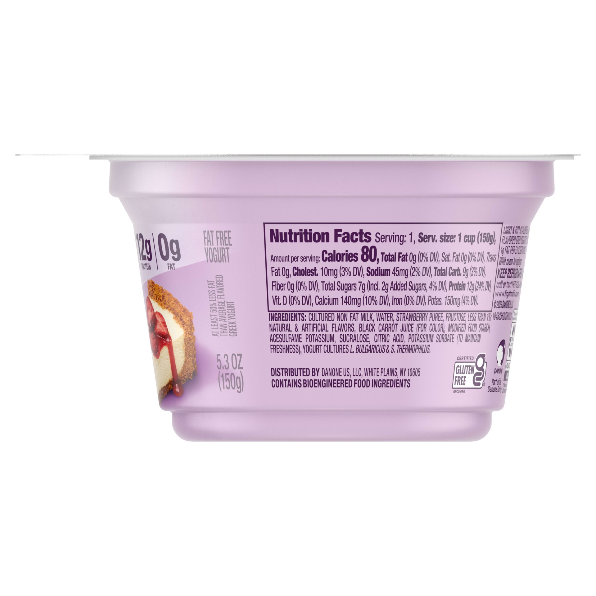 slide 2 of 5, Dannon Light Fit Strawberry Cheesecake Greek Yogurt, 5.3 oz