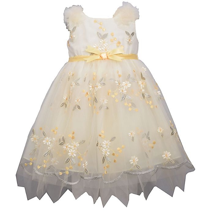 slide 1 of 1, Bonnie Baby Dress 3-6M Ivory w/Lg YLLW Bow, 1 ct