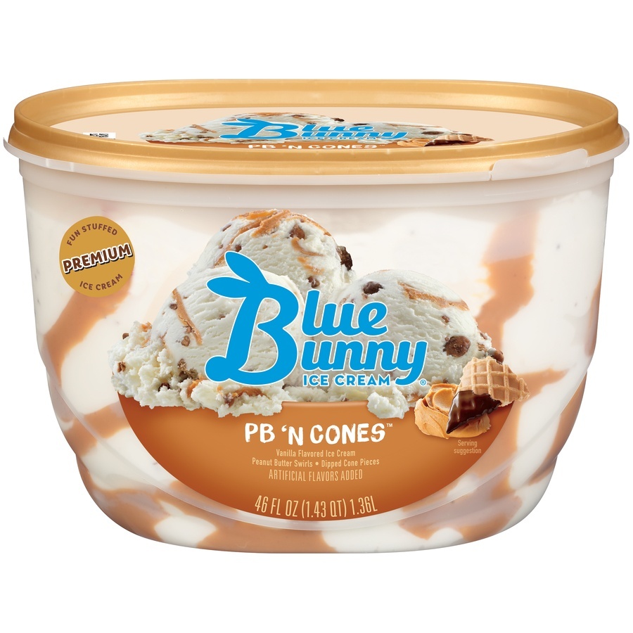 slide 1 of 1, Blue Bunny PB 'N Cones Ice Cream, 46 fl oz