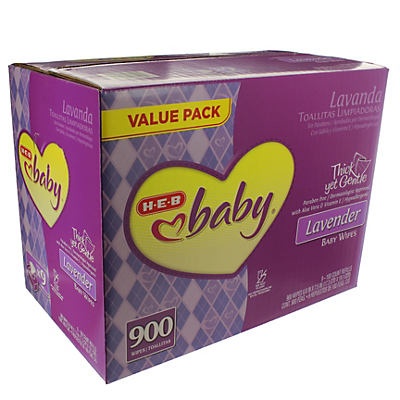 slide 1 of 1, H-E-B Baby Lavender Baby Wipes Texas Pack, 900 ct