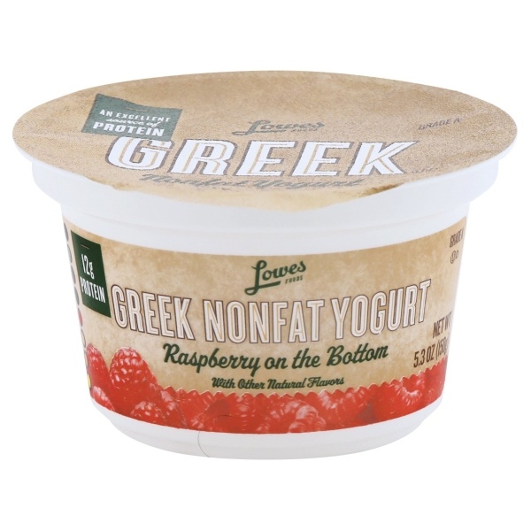 slide 1 of 1, Lowes Foods Non Fat Raspberry Greek Yogurt, 5.3 oz