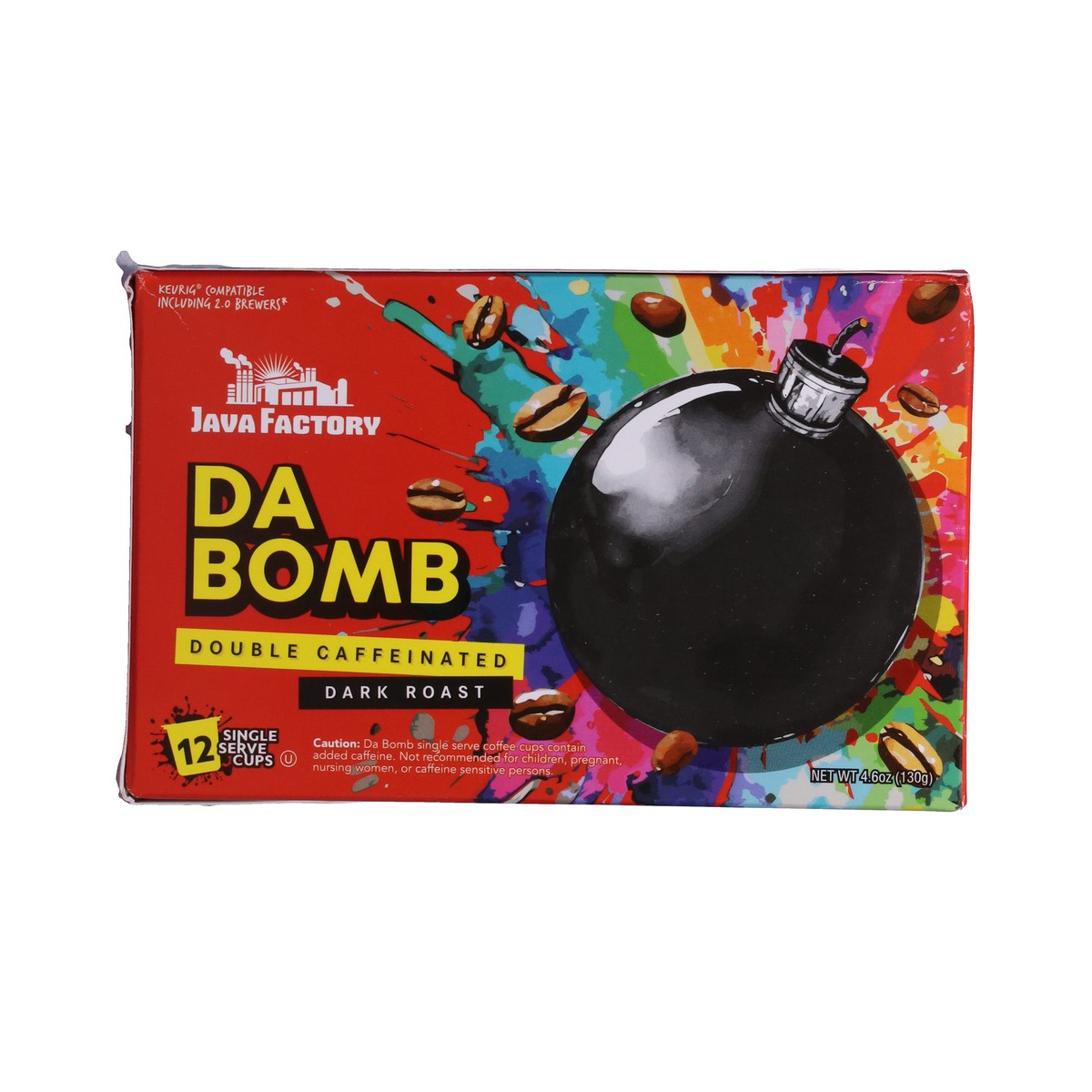 slide 9 of 15, Java Factory Double Caffeinated Dark Roast Da Bomb Coffee 12 Single Serve Cups - 12 ct, 12 ct