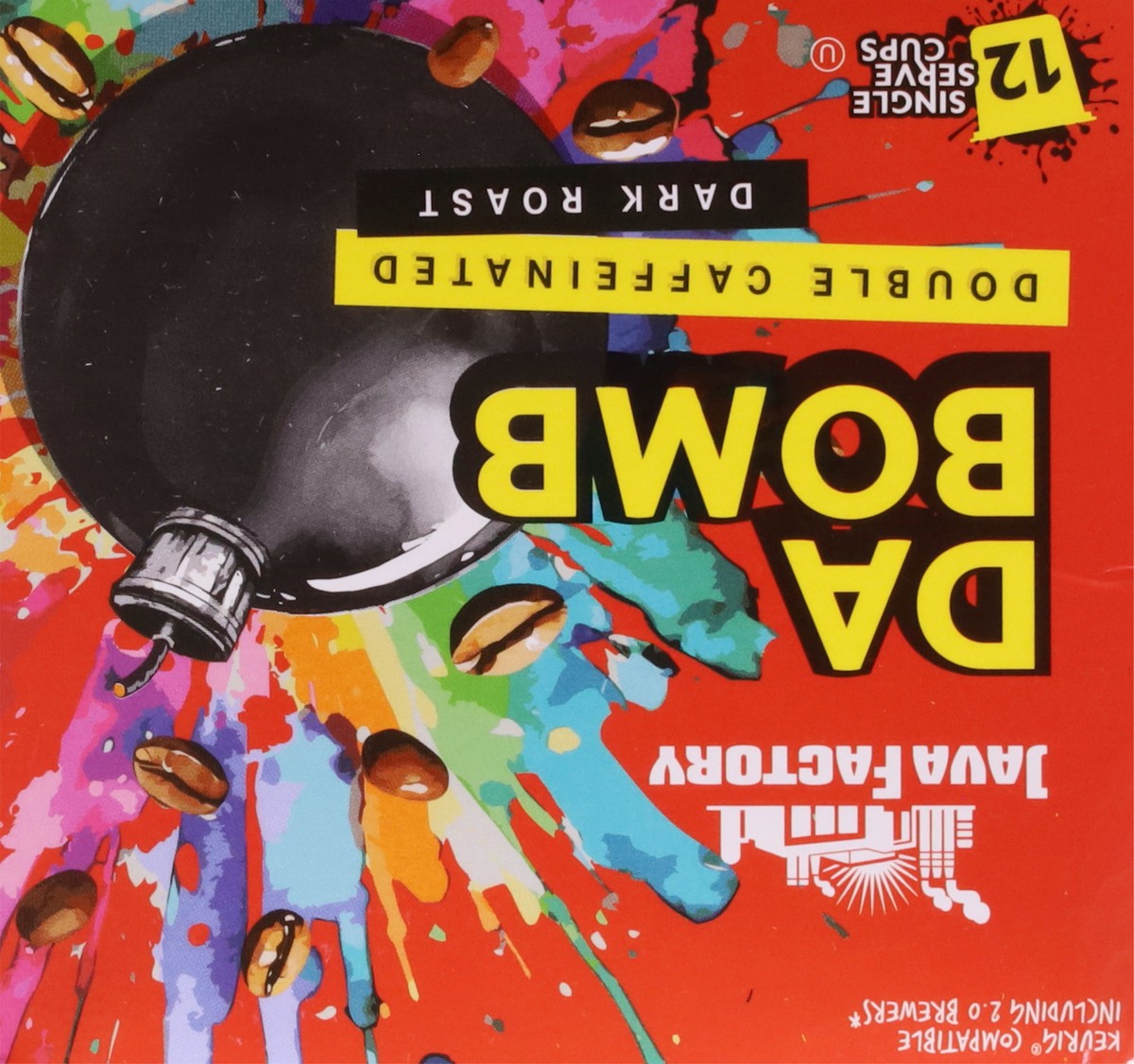 slide 13 of 15, Java Factory Double Caffeinated Dark Roast Da Bomb Coffee 12 Single Serve Cups - 12 ct, 12 ct